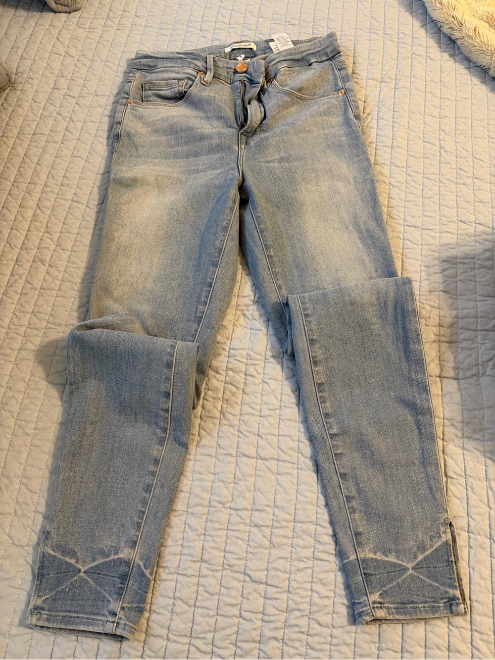 Good American Light Wash Skinny Jeans Size 25 Ankle Zip